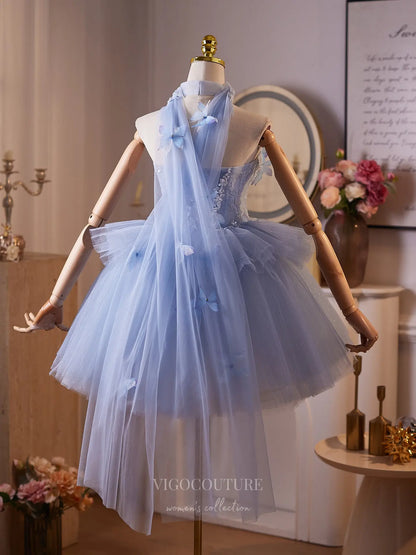 Prom Dresses 2025 to impress Dreamy Light Blue Butterfly Homecoming Dress with Beaded Bodice, Layered Tulle Skirt & Sheer Shawl – 26008-vigocouture-vigocouture