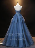 vigocouture-Dusty Blue Off the Shoulder Quinceañera Dresses Tiered Ball Gown 20487-Prom Dresses-vigocouture-