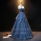 vigocouture-Dusty Blue Off the Shoulder Quinceañera Dresses Tiered Ball Gown 20487-Prom Dresses-vigocouture-