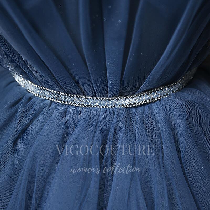 vigocouture-Dusty Blue Off the Shoulder Quinceañera Dresses Tiered Ball Gown 20487-Prom Dresses-vigocouture-