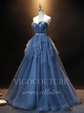 Dusty Blue Off the Shoulder Quinceañera Dresses Tiered Ball Gown 20487