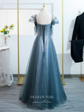 Prom Dress 2025 Dusty Blue Prom Dresses Beaded Tulle Formal Dresses 21444-unique elegant Prom Dresses-Blue-US2-vigocouture