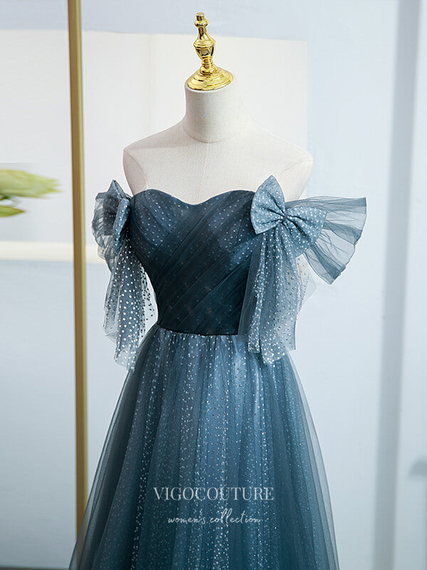 Prom Dress 2025 Dusty Blue Prom Dresses Beaded Tulle Formal Dresses 21444-unique elegant Prom Dresses-Blue-US2-vigocouture