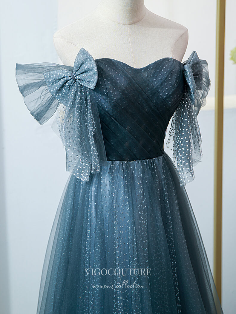 Prom Dress 2025 Dusty Blue Prom Dresses Beaded Tulle Formal Dresses 21444-unique elegant Prom Dresses-Blue-US2-vigocouture