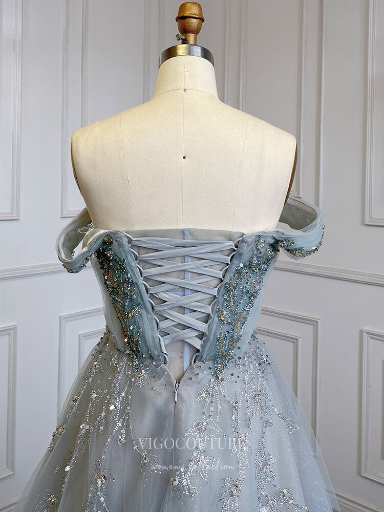 Prom Dress 2025 Dusty Blue Sparkly Tulle Prom Dresses Off the Shoulder Evening Dresses 22133-unique elegant Prom Dresses-Dusty Blue-US2-vigocouture