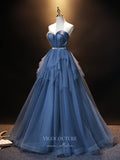 Prom Dress 2025 Dusty Blue Tulle Prom Dresses Sweetheart Neck Evening Dress 21830-unique elegant Prom Dresses-Dusty Blue-US2-vigocouture