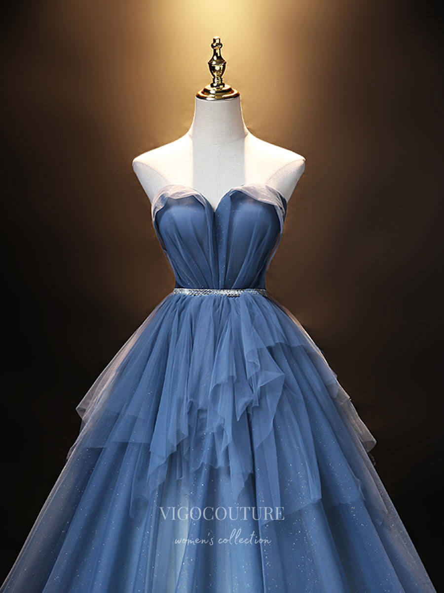 Prom Dress 2025 Dusty Blue Tulle Prom Dresses Sweetheart Neck Evening Dress 21830-unique elegant Prom Dresses-Dusty Blue-US2-vigocouture