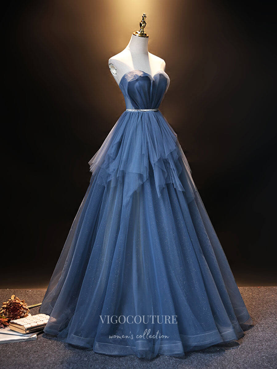 Prom Dress 2025 Dusty Blue Tulle Prom Dresses Sweetheart Neck Evening Dress 21830-unique elegant Prom Dresses-Dusty Blue-US2-vigocouture