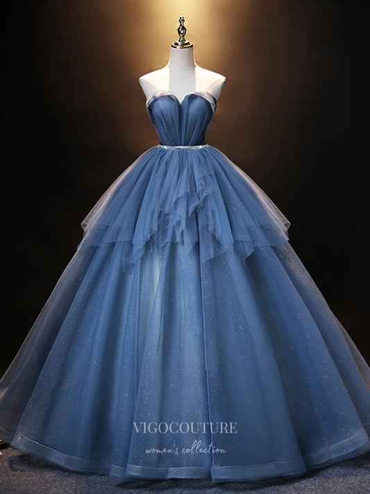 Prom Dress 2025 Dusty Blue Tulle Prom Dresses Sweetheart Neck Evening Dress 21830-unique elegant Prom Dresses-Dusty Blue-US2-vigocouture