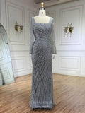 Prom Dress 2025 Elegant Beaded Mermaid Pageant Dresses Removable Overskirt Long Sleeve Evening Dress 25021-unique elegant Prom Dresses-As Pictured-US2-vigocouture