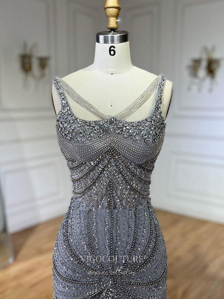 Prom Dress 2025 Elegant Beaded Mermaid Prom Dresses Spaghetti Strap Pageant Dress 24510-unique elegant Prom Dresses-Dusty Pink-US2-vigocouture