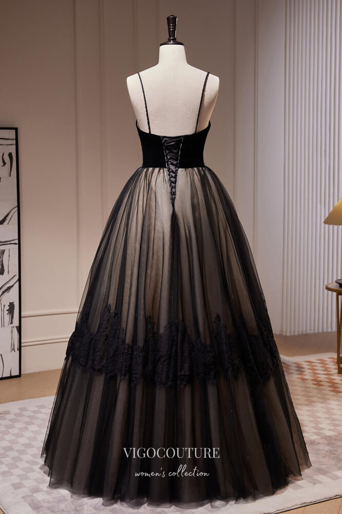 Elegant Black Lace Prom Dresses Spaghetti Strap Evening Dress 22389 Custom Colors / US0 Elegant Black Lace Prom Dresses Spaghetti Strap Evening Dress 22389 Custom Colors / US0