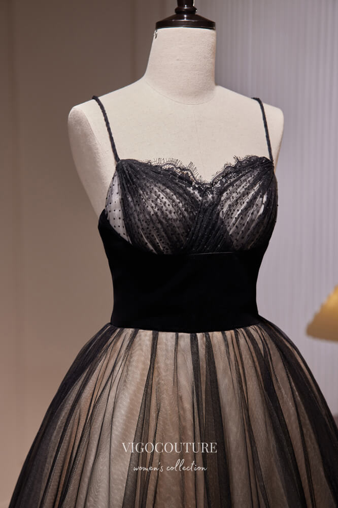 Elegant Black Lace Prom Dresses Spaghetti Strap Evening Dress 22389 vigocouture Elegant Black Lace Prom Dresses Spaghetti Strap Evening Dress 22389 vigocouture