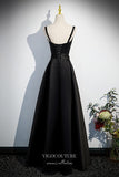 Prom Dress 2025 Elegant Black Satin Prom Dress with Spaghetti Strap 22317-unique elegant Prom Dresses-Black-Custom Size-vigocouture