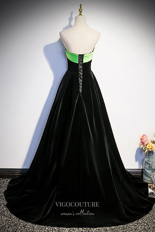 Prom Dress 2025 Elegant Black Strapless Velvet Prom Dress 22267-unique elegant Prom Dresses-Black-Custom Size-vigocouture