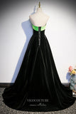 Prom Dress 2025 Elegant Black Strapless Velvet Prom Dress 22267-unique elegant Prom Dresses-Black-Custom Size-vigocouture