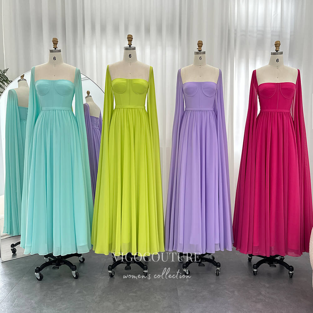 Prom Dress 2025 Elegant Chiffon Sheath Prom Dresses Extra Long Sleeve Mother of the Bride Dress 24443-unique elegant Prom Dresses-As Pictured-Custom Size-vigocouture