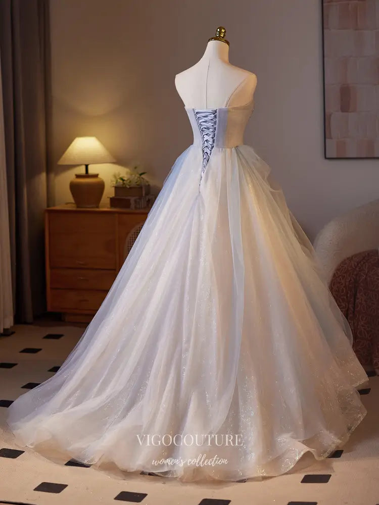Elegant Fairy Tale Blue Prom Ball Gown – Sparkling Tulle Princess Dres – vigocouture