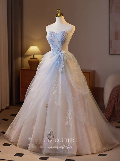 Prom Dresses 2025 to impress Elegant Fairy Tale Blue Prom Ball Gown – Sparkling Tulle Princess Dress - 25314-vigocouture-vigocouture