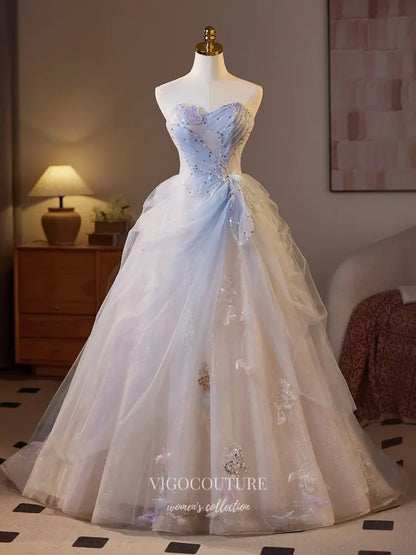 Elegant Fairy Tale Blue Prom Ball Gown Sparkling Tulle Princess Dress - 25314 Light Blue / US0 Elegant Fairy Tale Blue Prom Ball Gown Sparkling Tulle Princess Dress - 25314 Light Blue / US0