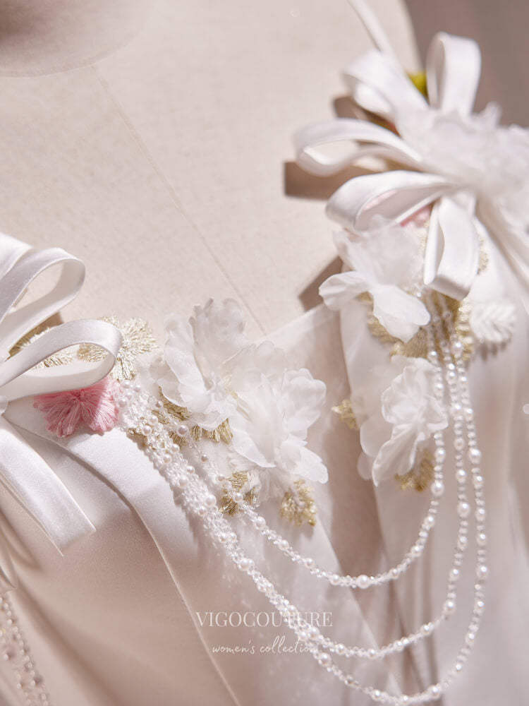 elegant hoco dresses Elegant Floral Satin Hoco Dresses Spaghetti Strap Tea-Length Dress hc251