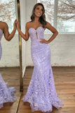 Prom Dresses 2025 to impress Elegant Lace Mermaid Prom Dresses 2025 with Sweetheart Neck & Sheer Boned Bodice – 25118-vigocouture-Lavender-Custom Size-vigocouture