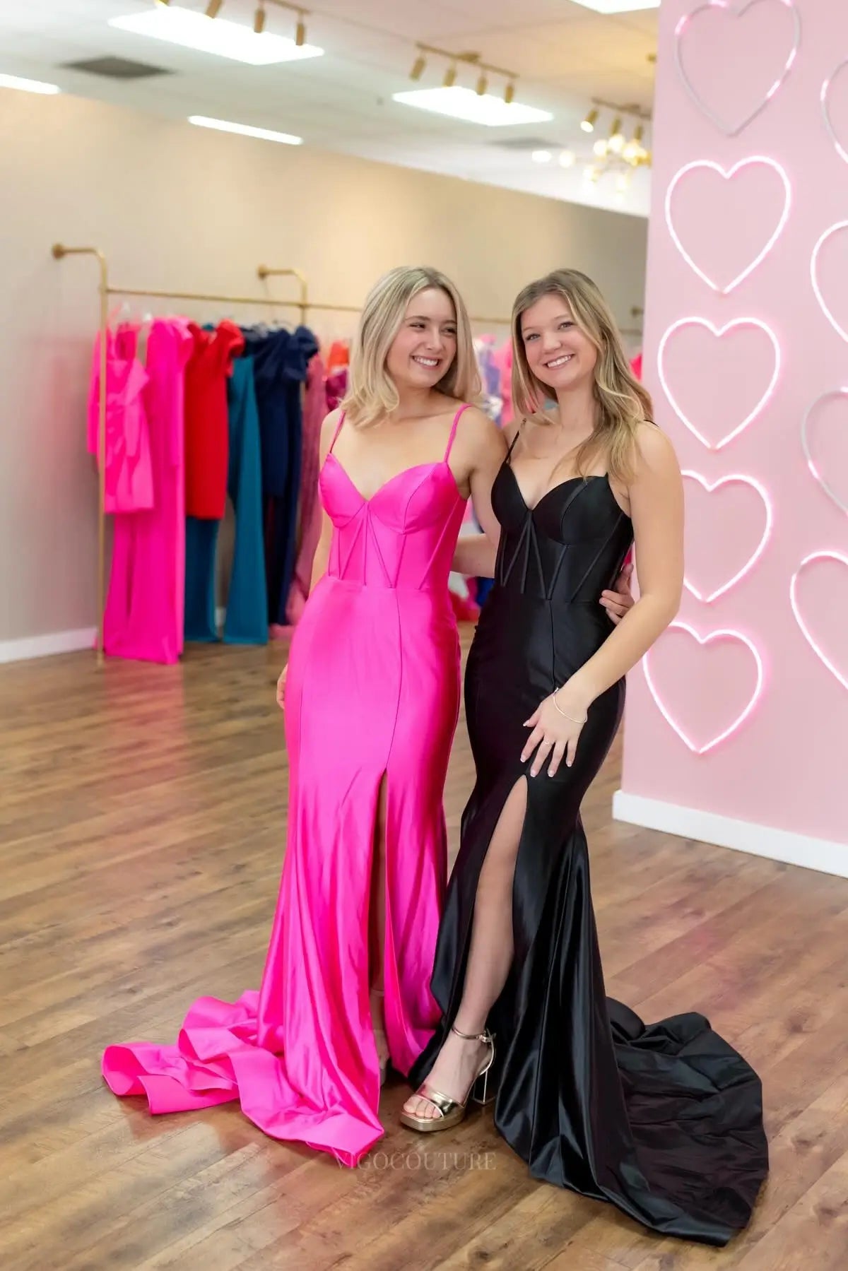 Prom Dresses 2025 to impress Elegant Satin Mermaid Prom Dress with Corset Bodice, Spaghetti Straps & High Slit – 26093-vigocouture-vigocouture
