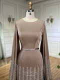 Prom Dress 2025 Elegant Satin Sheath Ruffled Prom Dresses Extra Long Sleeve Pageant Dress 25006-unique elegant Prom Dresses-As Pictured-US2-vigocouture