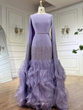 Prom Dress 2025 Elegant Satin Sheath Ruffled Prom Dresses Extra Long Sleeve Pageant Dress 25006-unique elegant Prom Dresses-Lavender-US2-vigocouture