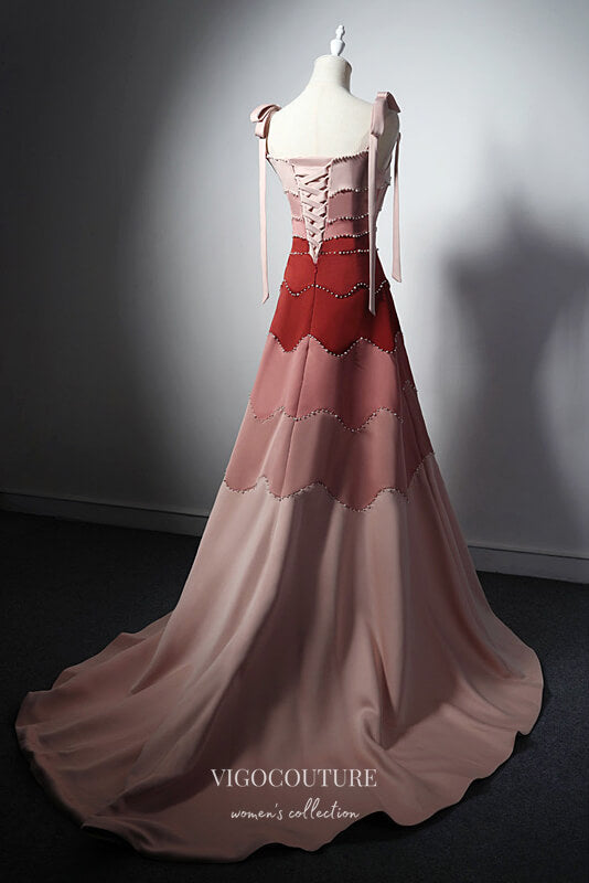 Prom Dress 2025 Elegant Splice Gradient Satin Prom Dress with Spaghetti Strap 22325-unique elegant Prom Dresses-Gradient-Custom Size-vigocouture