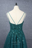 Prom Dress 2025 Emerald Green Beaded Prom Dresses Lace Applique Evening Dress 22131-unique elegant Prom Dresses-Emerald-US2-vigocouture