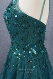 Prom Dress 2025 Emerald Green Beaded Prom Dresses Lace Applique Evening Dress 22131-unique elegant Prom Dresses-Emerald-US2-vigocouture