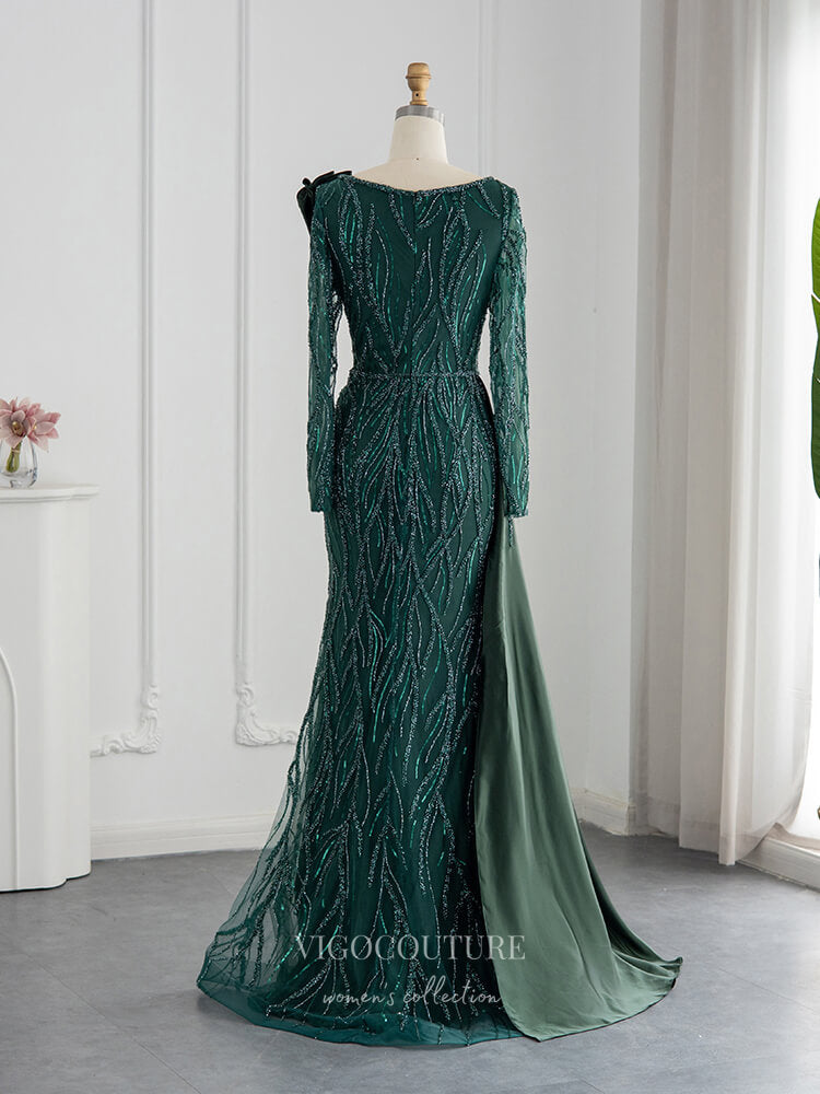 Emerald Green Beaded Prom Dresses Long Sleeve 1920s Evening Dress 22146 Emerald / US4 Emerald Green Beaded Prom Dresses Long Sleeve 1920s Evening Dress 22146 Emerald / US4