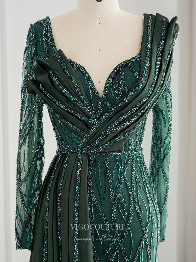Emerald Green Beaded Prom Dresses Long Sleeve 1920s Evening Dress 22146 Emerald / US4 Emerald Green Beaded Prom Dresses Long Sleeve 1920s Evening Dress 22146 Emerald / US4