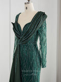 Prom Dress 2025 Emerald Green Beaded Prom Dresses Long Sleeve 1920s Evening Dress 22146-unique elegant Prom Dresses-Emerald-US2-vigocouture