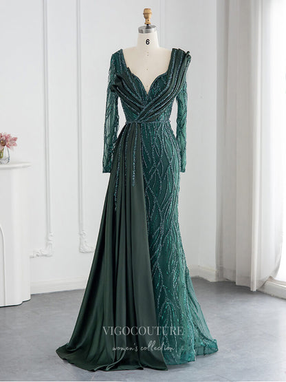 Emerald Green Beaded Prom Dresses Long Sleeve 1920s Evening Dress 22146 Emerald / US4 Emerald Green Beaded Prom Dresses Long Sleeve 1920s Evening Dress 22146 Emerald / US4