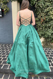 Prom Dress 2025 Emerald Green Satin Prom Dresses Spaghetti Strap Evening Gown 21970-unique elegant Prom Dresses-Emerald Green-US2-vigocouture