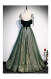 Prom Dress 2025 Emerald Spaghetti Strap Prom Dresses A-line Lace Prom Gown 20268-unique elegant Prom Dresses-Emerald-US2-vigocouture