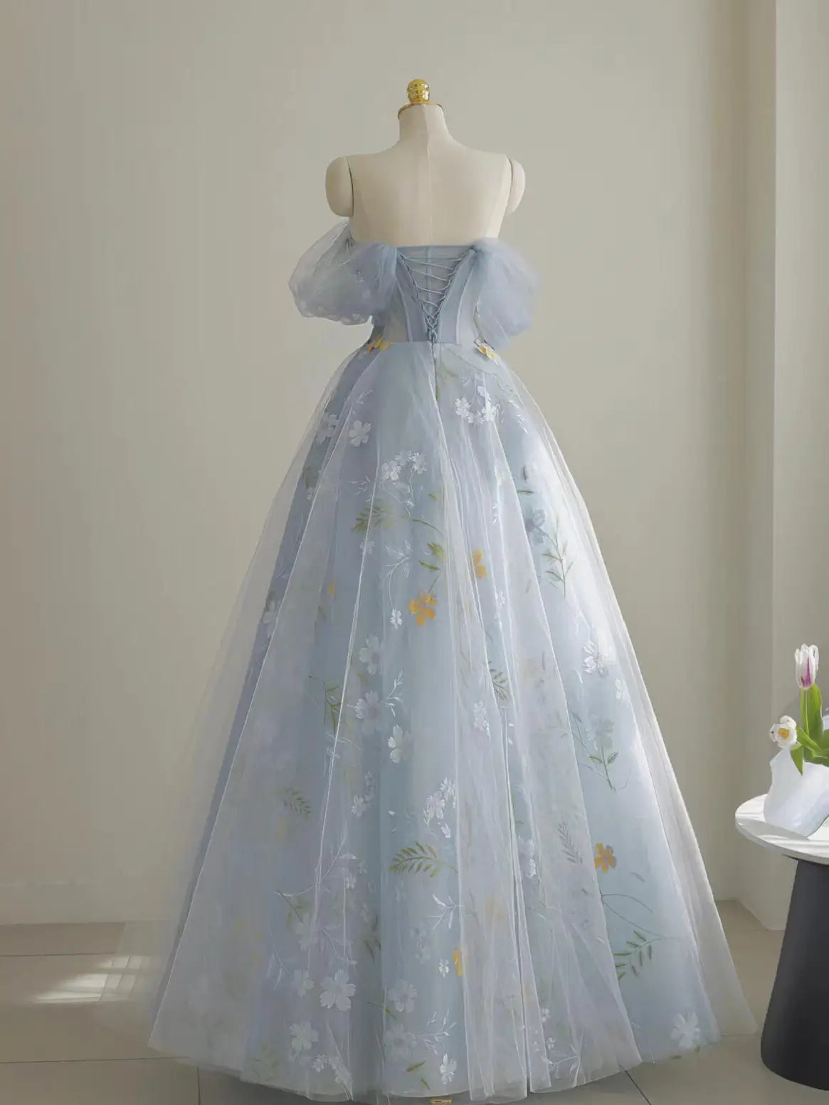 ethereal homecoming dress Blue Butterfly Appliqu Ball Gown with Off Shoulder Corset Bodice Ethereal Princess Tulle Evening Dress Romantic Couture Formal Gown Fairytale Prom