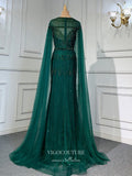 Prom Dress 2025 Extra Long Sleeve Formal Dresses Beaded Evening Dresses 21518-unique elegant Prom Dresses-Green-US2-vigocouture