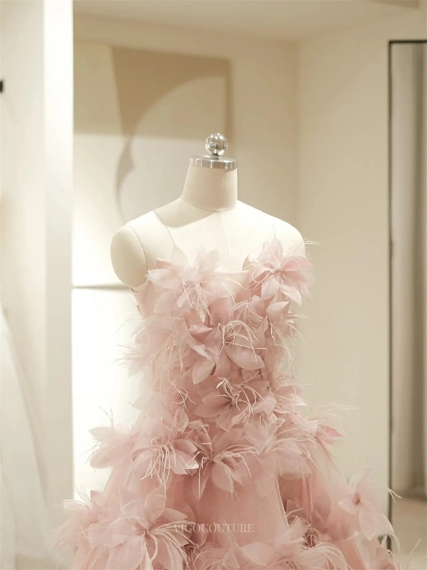 Featherly - Pink Floral Short Prom Dress Custom Colors / US8 Featherly - Pink Floral Short Prom Dress Custom Colors / US8