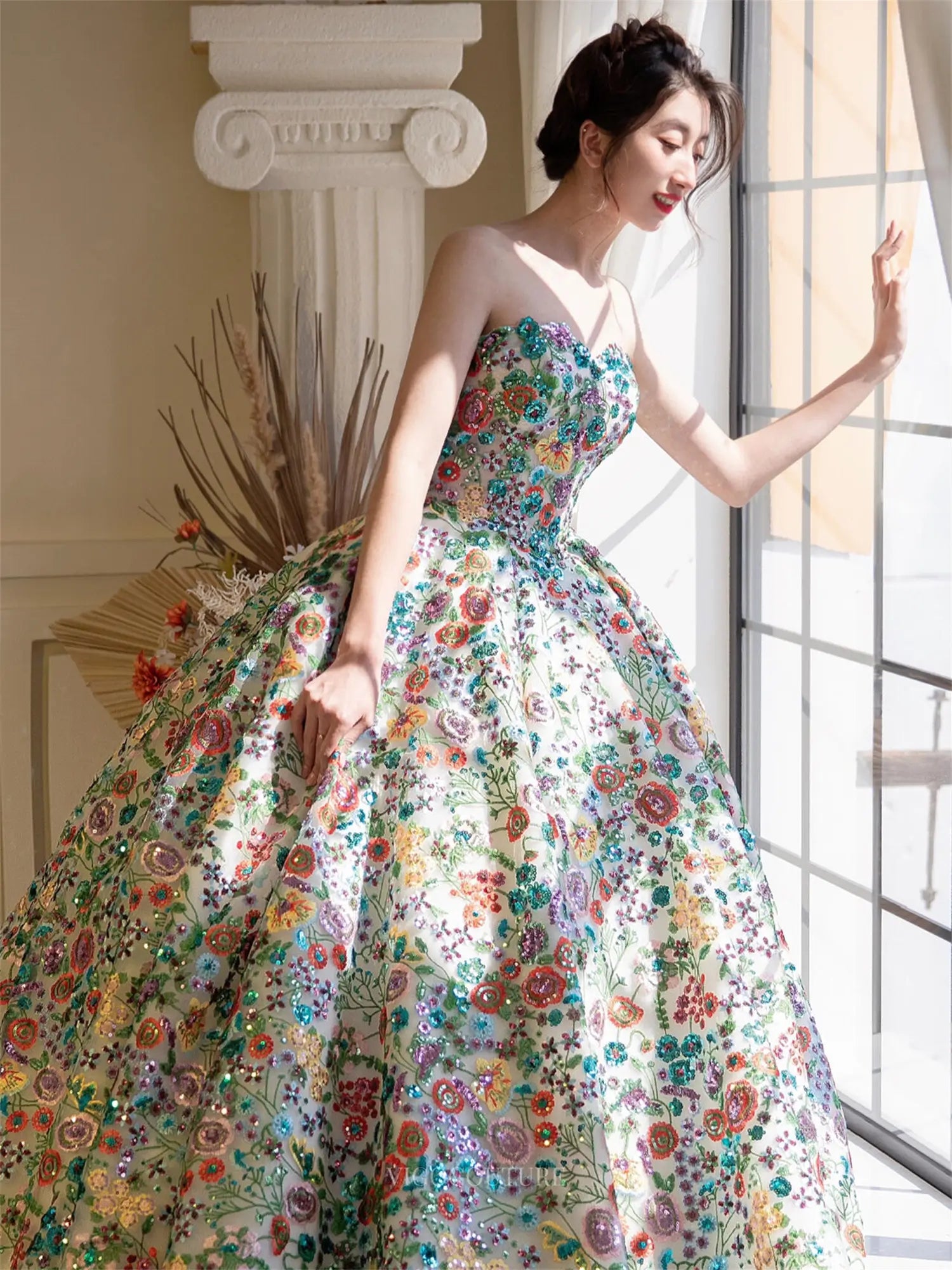 Prom Dresses 2025 to impress Florisse - Green Floral Lace Princess Dress-vigocouture-vigocouture