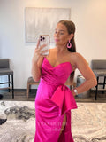 Prom Dress 2025 Fuchsia Satin Prom Dresses with Slit Mermaid Sweetheart Neck Evening Dress 21921-unique elegant Prom Dresses-Fuchsia-US2-vigocouture