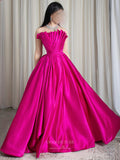 Prom Dress 2025 Fuchsia Satin Strapless Prom Dresses Pleated Crossed Bodice Formal Gown 24431-unique elegant Prom Dresses-Fuchsia-Custom Size-vigocouture