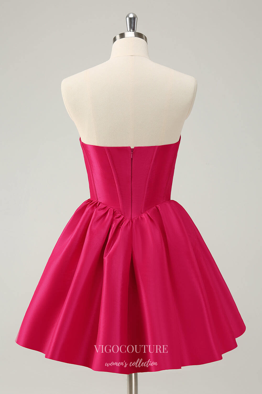 Fuchsia Strapless Homecoming Dresses Satin Sweetheart Back to School Dress hc370 Custom Colors / 26W Fuchsia Strapless Homecoming Dresses Satin Sweetheart Back to School Dress hc370 Custom Colors / 26W