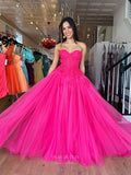 Prom Dress 2025 Fuchsia Strapless Prom Dresses Lace Applique Formal Dress 24026-unique elegant Prom Dresses-Fuchsia-Custom Size-vigocouture