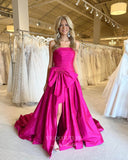 Prom Dress 2025 Fuchsia Strapless Prom Dresses with Slit Bow-Tie Evening Dress 21701-unique elegant Prom Dresses-Fuchsia-US2-vigocouture