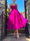 Short Prom Dresses 2025 Fuchsia Tulle Hoco Dresses Midi Length Spaghetti Strap Homecoming Dresses hc224-Prom Dresses-vigocouture-vigocouture