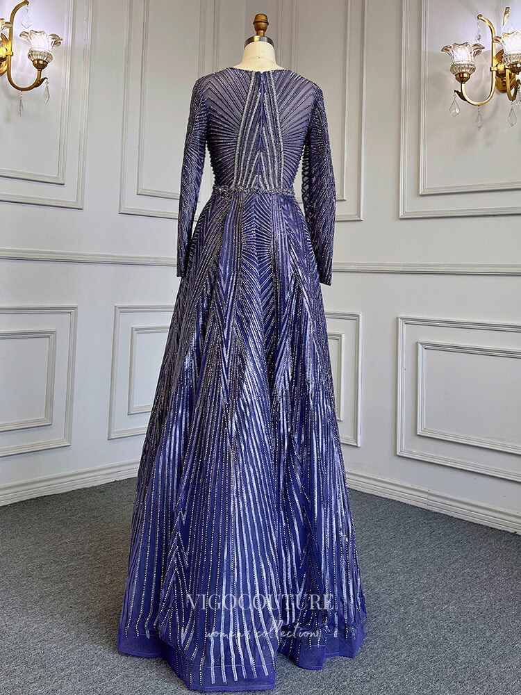 Geometric Lace Prom Dresses Long Sleeve Mother of the Bride Dresses 22069 Blue / US8 Geometric Lace Prom Dresses Long Sleeve Mother of the Bride Dresses 22069 Blue / US8