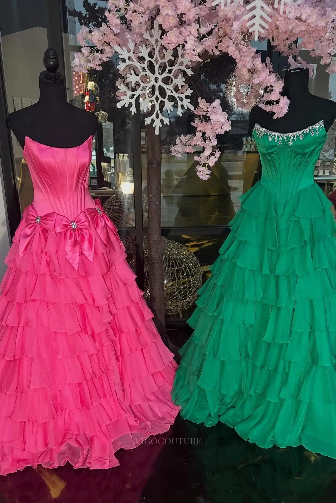 Prom Dresses 2025 to impress Glamorous Tiered Ruffle Prom Dress with Beaded Strapless Corset and High Slit – 26159-vigocouture-vigocouture